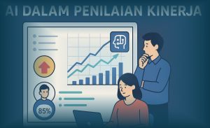 Diagram alur kerja AI dalam performance management dari pengumpulan data hingga feedback real-time kepada karyawan