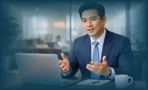 Pemimpin menyampaikan arahan melalui komunikasi digital dalam meeting online